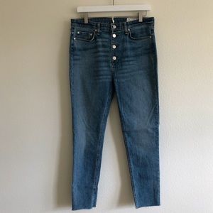 Rag & Bone Nina High Rise Ankle Skinny Jean 30 Front Button Wash Color Farrah
